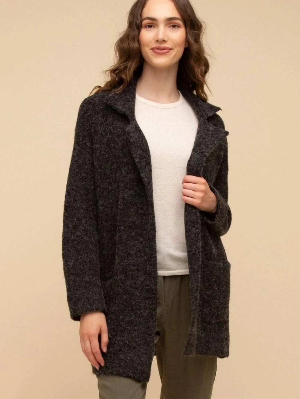 NWT Thread & Supply Vita Jacket Coatigan Cardigan Charcoal Gray Black Sweater SM